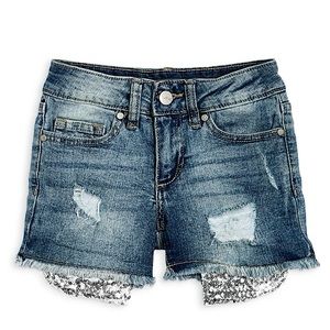 Joe’s Jeans Girls 12 The Jane Shorts Sequin Pocket Destroyed Denim Big Kids